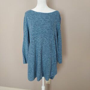 Eileen Fisher Organic Cotton Blue Tunic Sweater Size XL